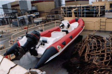 Backup Boats of the Argentine IceBreaker Ship Alt. IRIZAR and Antartic Bases MOON NAV 560 Ocean Rigid Hull Inflatable Boat RIBs Lunamar Boatyards