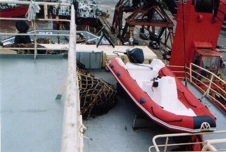 Backup Boats of the Argentine IceBreaker Ship Alt. IRIZAR and Antartic Bases MOON NAV 560 Ocean Rigid Hull Inflatable Boat RIBs Lunamar Boatyards