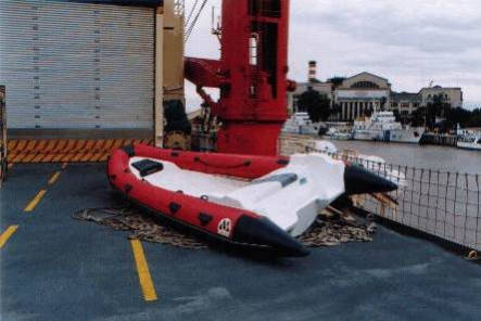 Backup Boats of the Argentine IceBreaker Ship Alt. IRIZAR and Antartic Bases MOON NAV 560 Ocean Rigid Hull Inflatable Boat RIBs Lunamar Boatyards