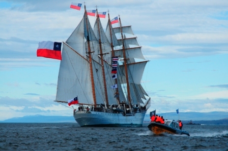 moon ribs and Sails South America 2010 Bicentennial Regatta and Great Sailing Ships Meeting Strait of Magellan Chile Argentina Libertad Esmeralda