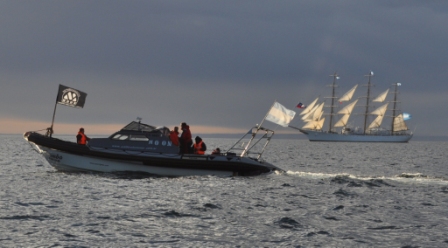 moon ribs and Sails South America 2010 Bicentennial Regatta and Great Sailing Ships Meeting Strait of Magellan Chile Argentina Libertad Esmeralda